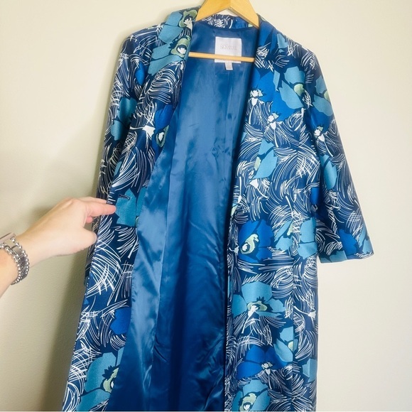 NWOT Nordstrom Signature and Caroline Issa Printed Wool Silk Topper Coat Size 12 - Picture 5 of 10